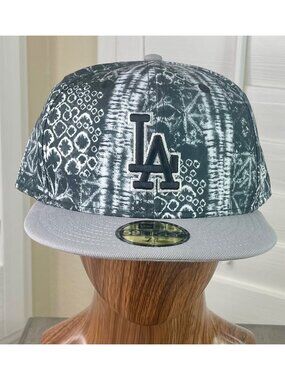 New Era 59Fifty MLB Los Angeles Dodgers Tie-Dye Gray Brim Fitted Hat Size 7 3/4